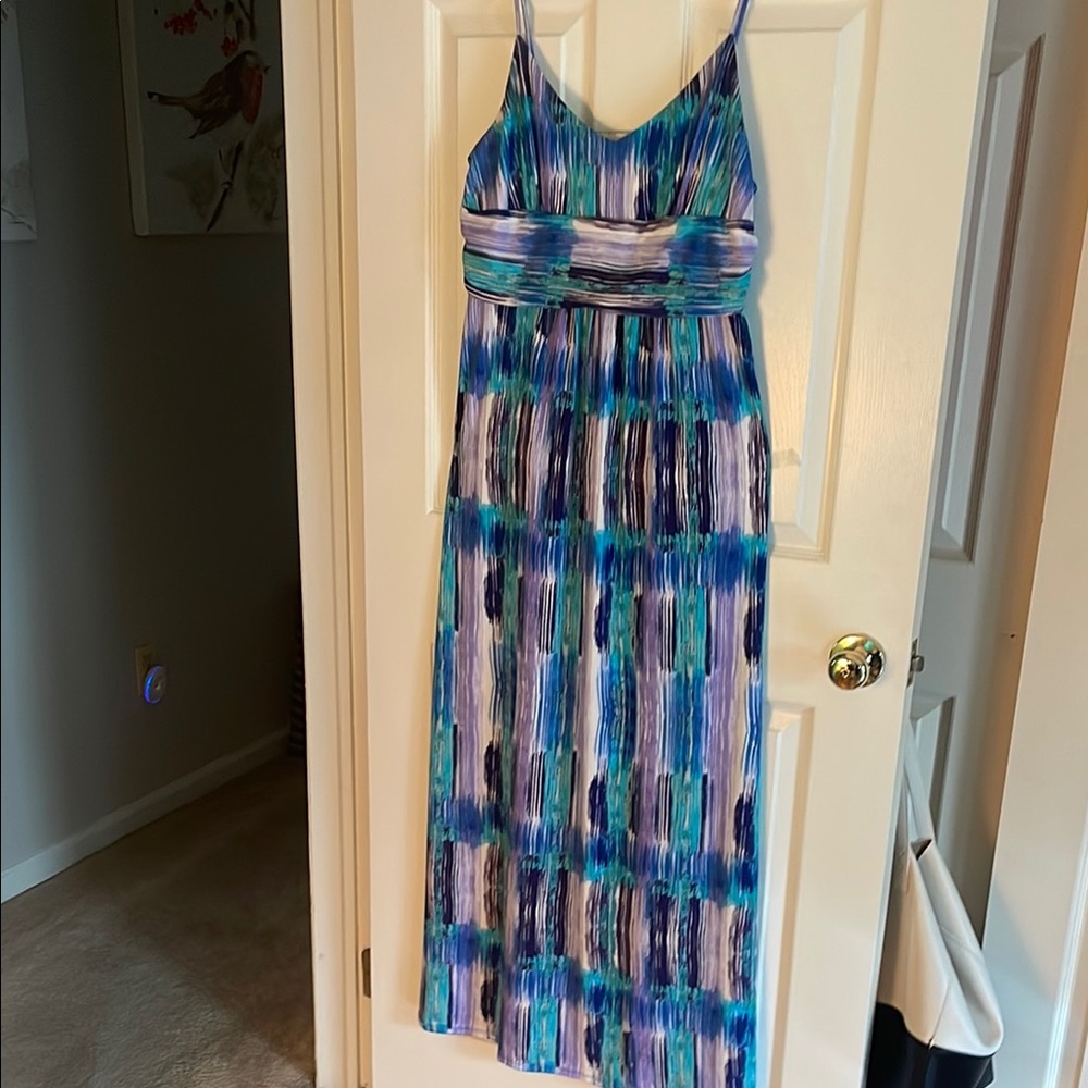 Ann Taylor Blue and Purple Maxi Dress